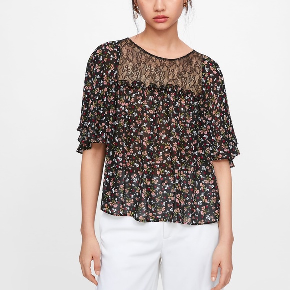 Zara Flowy Floral Printed Top M - Picture 1 of 6
